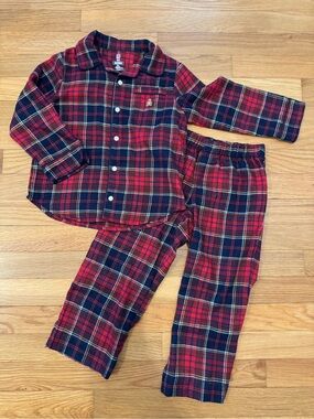 GAP Red & Navy Plaid Flannel Kids Pajama Set